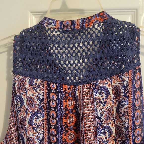 Boho Miss Me SzSm Sleeveless Paisley Sheer Dress, Cover tassel needlework vneck - Picture 5 of 5